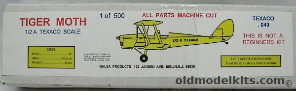 Balsa Products 1/2A Tiger Moth (1 of 500) 1/2A Texaco Scale - 36 inch Wingspan Wooden Kit for RC plastic model kit